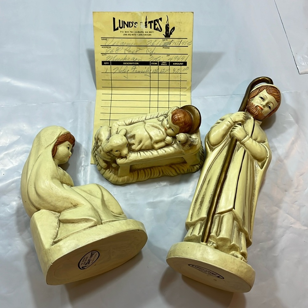 Lund’s Lites 3 piece Holy family Nativity SET MARY JOSEPH JESUS Christmas WA USA